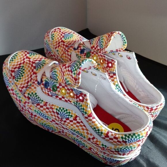 BRAND NEW SHOES VANS OLD SKOOL PLATFORM PRIDE/MULTI/TRUE WHITE - Picture 9 of 16